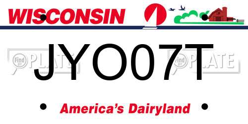 JYO07T Wisconsin License Plate