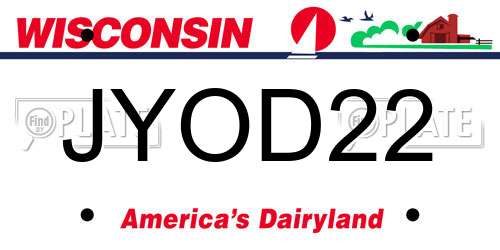 JYOD22 Wisconsin License Plate