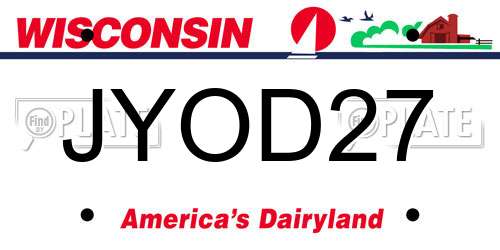 JYOD27 Wisconsin License Plate