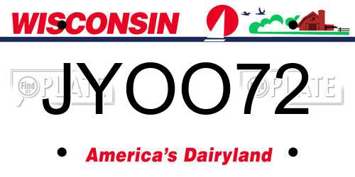 JYOO72 Wisconsin License Plate