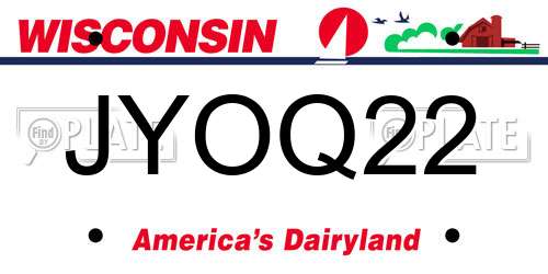 JYOQ22 Wisconsin License Plate