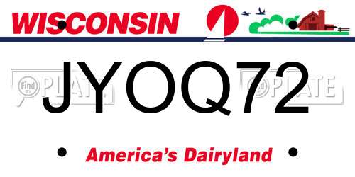 JYOQ72 Wisconsin License Plate