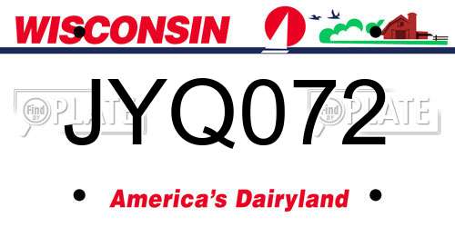 JYQ072 Wisconsin License Plate