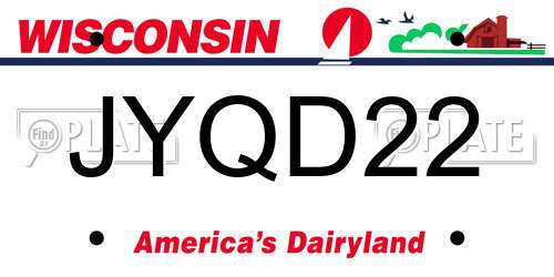 JYQD22 Wisconsin License Plate