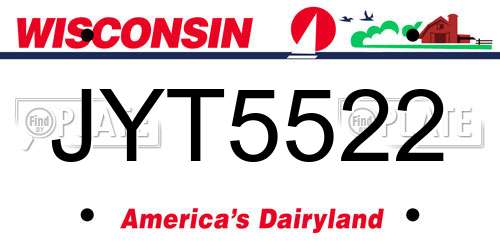 JYT5522 Wisconsin License Plate