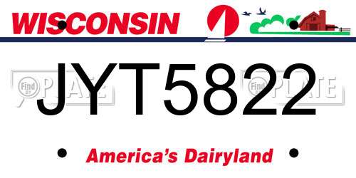JYT5822 Wisconsin License Plate