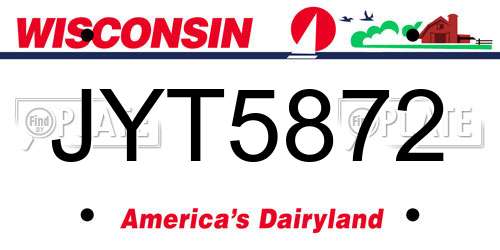JYT5872 Wisconsin License Plate