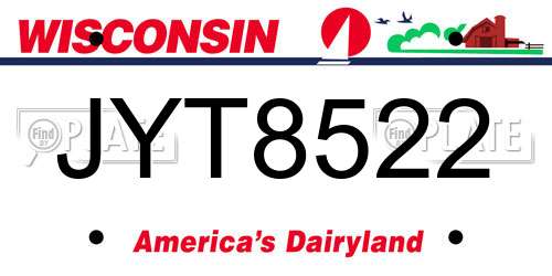 JYT8522 Wisconsin License Plate