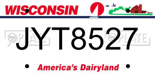 JYT8527 Wisconsin License Plate