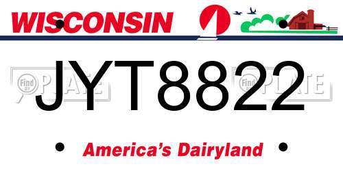 JYT8822 Wisconsin License Plate