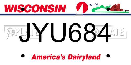 JYU684 Wisconsin License Plate