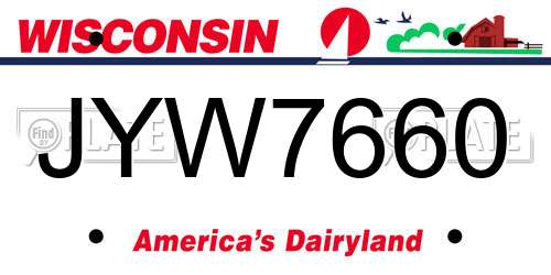 JYW7660 Wisconsin License Plate