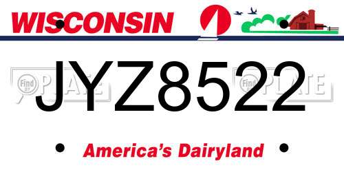 JYZ8522 Wisconsin License Plate