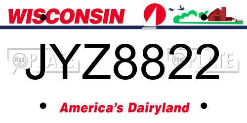 JYZ8822 Wisconsin License Plate