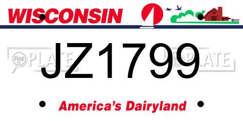 JZ1799 Wisconsin License Plate