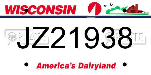 JZ21938 Wisconsin License Plate