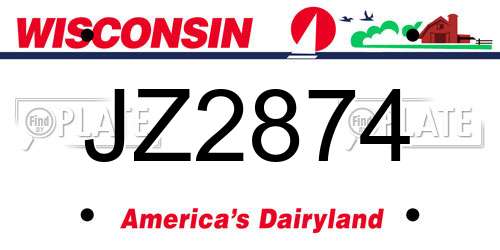 JZ2874 Wisconsin License Plate