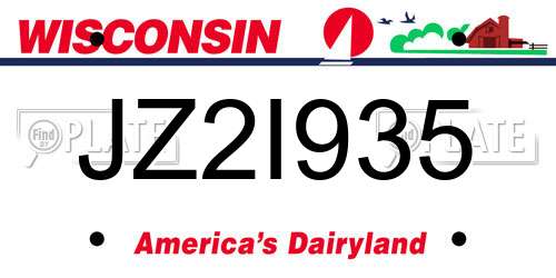 JZ2I935 Wisconsin License Plate