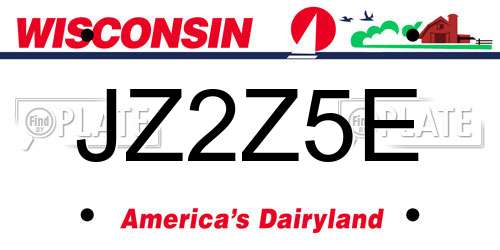 JZ2Z5E Wisconsin License Plate