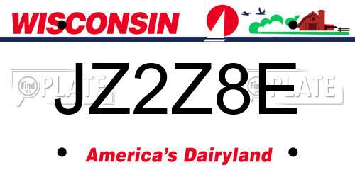 JZ2Z8E Wisconsin License Plate