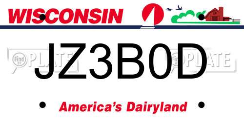 JZ3B0D Wisconsin License Plate
