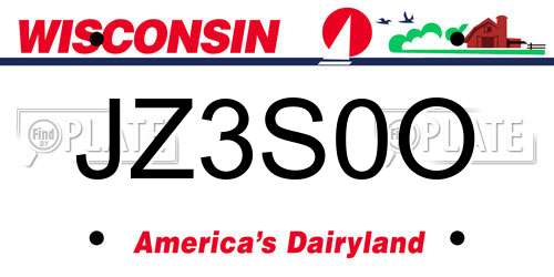 JZ3S0O Wisconsin License Plate