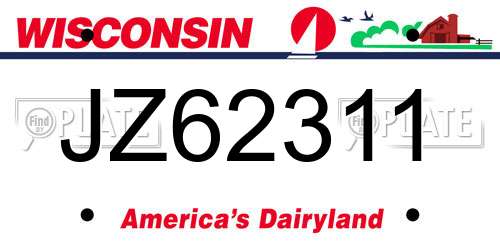 JZ62311 Wisconsin License Plate