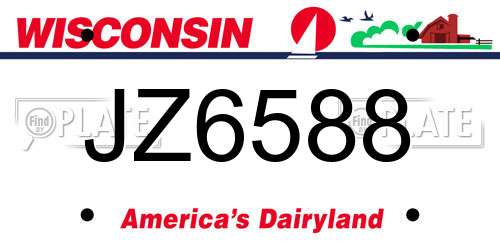 JZ6588 Wisconsin License Plate