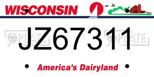 JZ67311 Wisconsin License Plate