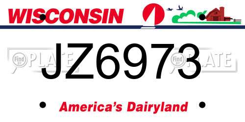 JZ6973 Wisconsin License Plate