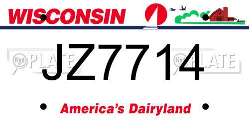 JZ7714 Wisconsin License Plate