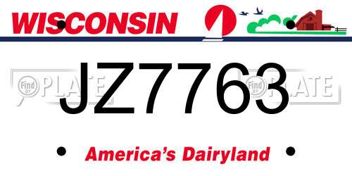 JZ7763 Wisconsin License Plate