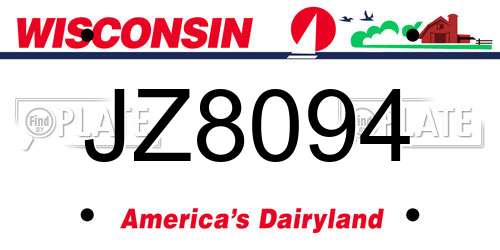 JZ8094 Wisconsin License Plate