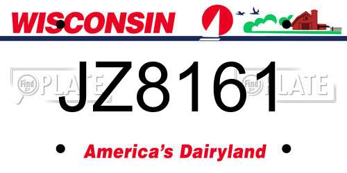JZ8161 Wisconsin License Plate