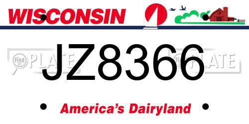 JZ8366 Wisconsin License Plate