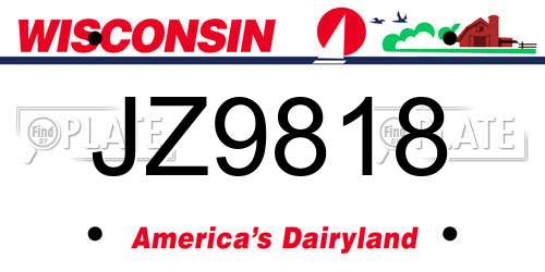 JZ9818 Wisconsin License Plate