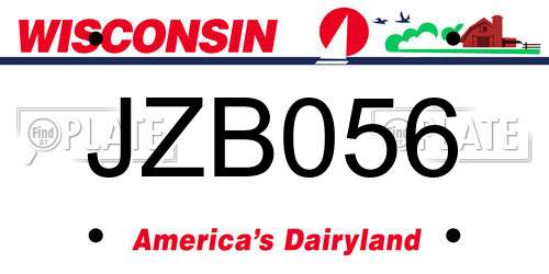 JZB056 Wisconsin License Plate