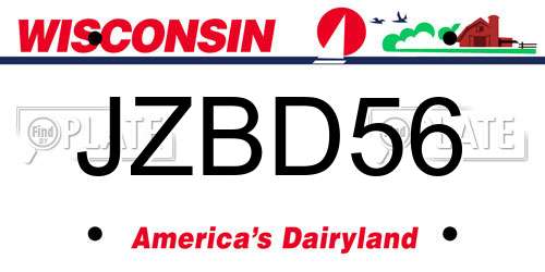 JZBD56 Wisconsin License Plate