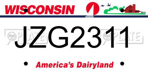 JZG2311 Wisconsin License Plate