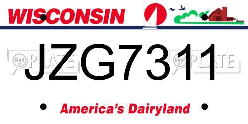 JZG7311 Wisconsin License Plate