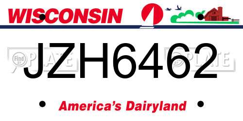 JZH6462 Wisconsin License Plate