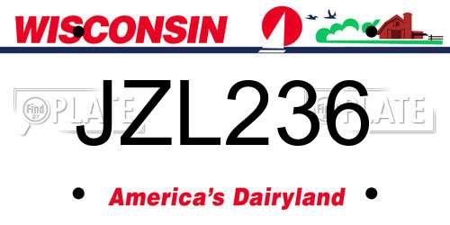 JZL236 Wisconsin License Plate