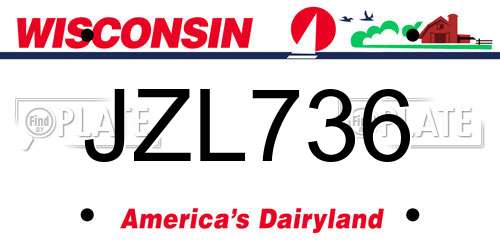 JZL736 Wisconsin License Plate
