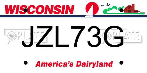 JZL73G Wisconsin License Plate
