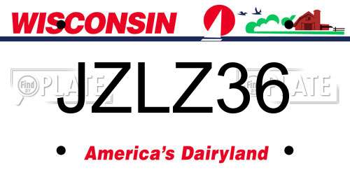 JZLZ36 Wisconsin License Plate