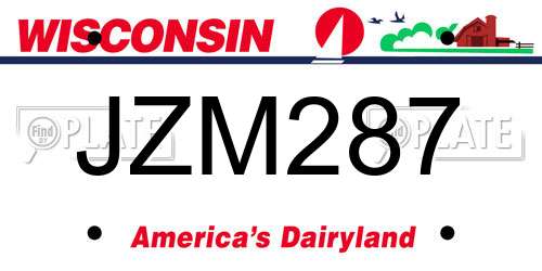 JZM287 Wisconsin License Plate