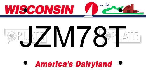 JZM78T Wisconsin License Plate