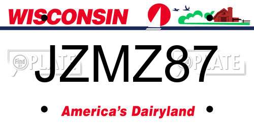 JZMZ87 Wisconsin License Plate