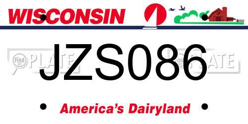 JZS086 Wisconsin License Plate