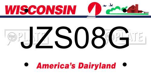JZS08G Wisconsin License Plate